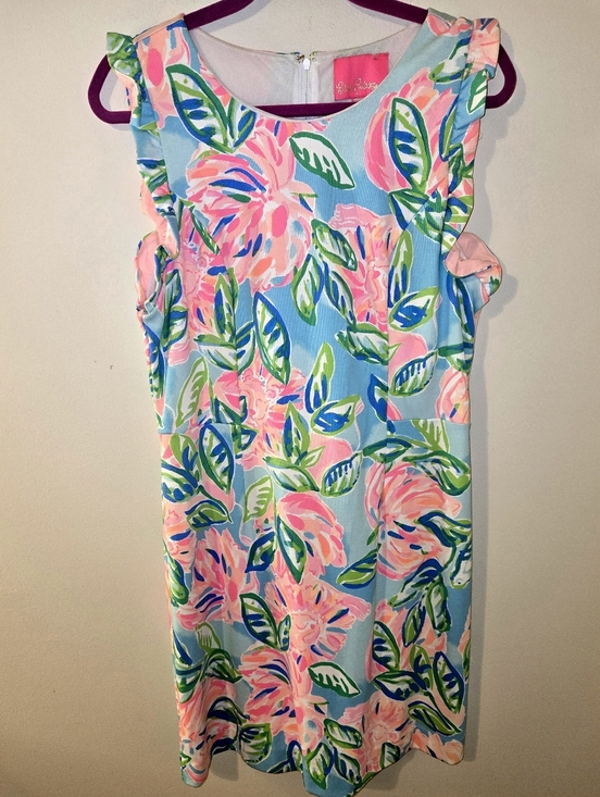 Lilly Pulitzer Dresses & Skirts - Lilly Pulitzer Carmelisa Shift Dress Totally Blossom Ruffle Sleeveless Size 12